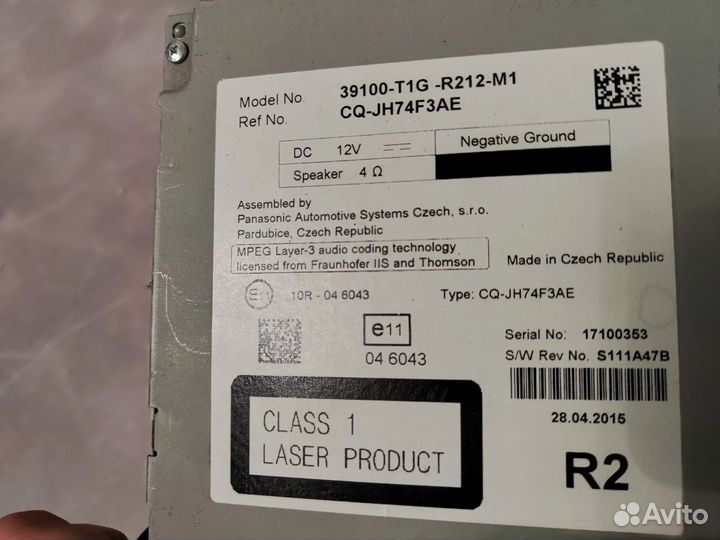 Штатная магнитола Honda CR-V 4