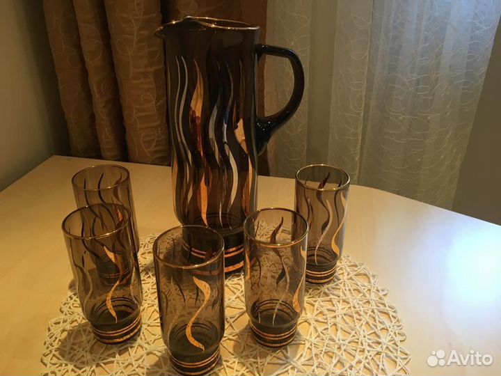 Кувшин с бокалами из Богемного стекла