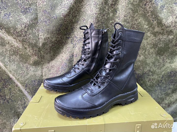 Берцы утка кожаные