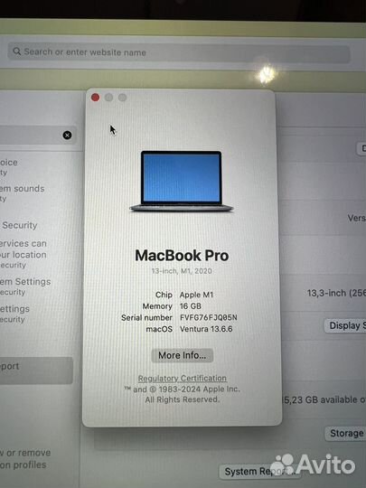 Apple macbook pro 13 2020 m1 16gb 256gb