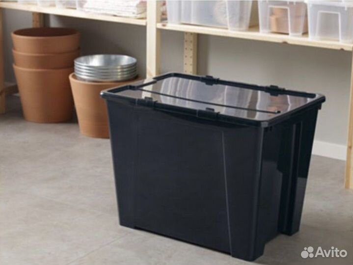 Контейнер с крышкой IKEA самла черный ящик