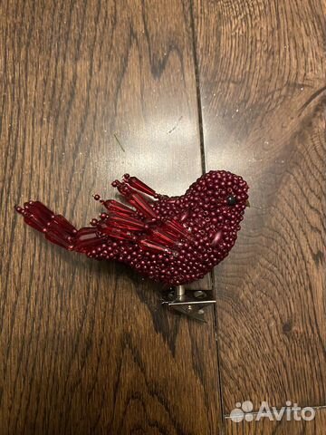 Ёлочная игрушка птичка с креплением