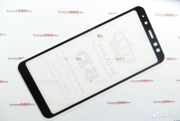 Защитное стекло для Samsung A8 (2018) Черное#5386