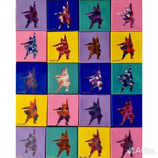 Картина на холсте балерина поп-арт 15/15 см