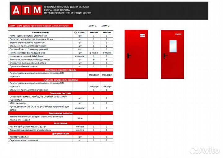 Дверь противопожарная 2080*970 наличие