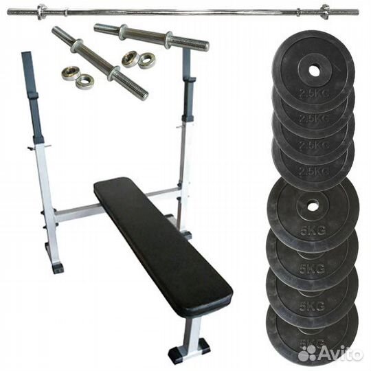 Комплект Скамья для жима + грифы с дисками 40кг