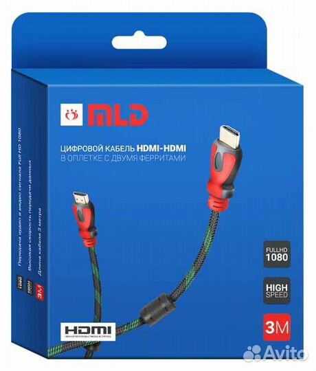Кабель hdmi 3м в нейлоновой оплётке