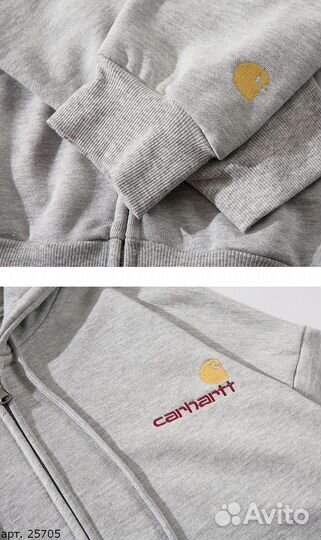 Худи Carhartt double logo серое