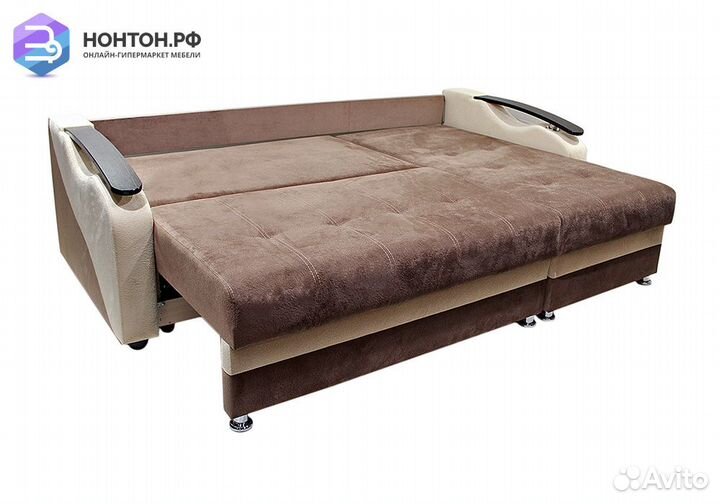 Диван угловой тик-так Венеция коричневый