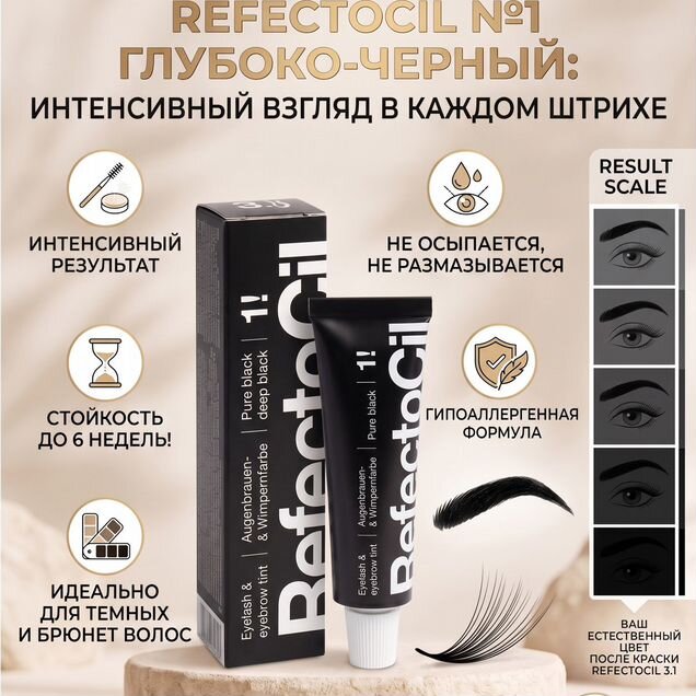 Краска для бровей Refectocil 1 чёрная