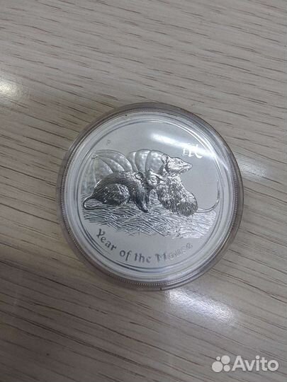 Монета серебро 999 Год крысы Австралия лунар