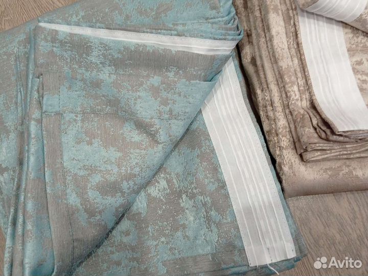 Шторы бирюзовый и бежевый