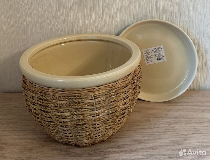 Керамический горшок с оплеткой большой 8,5 л