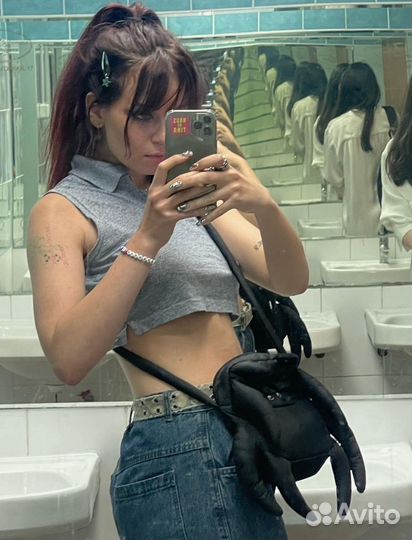 Серый топ на молнии