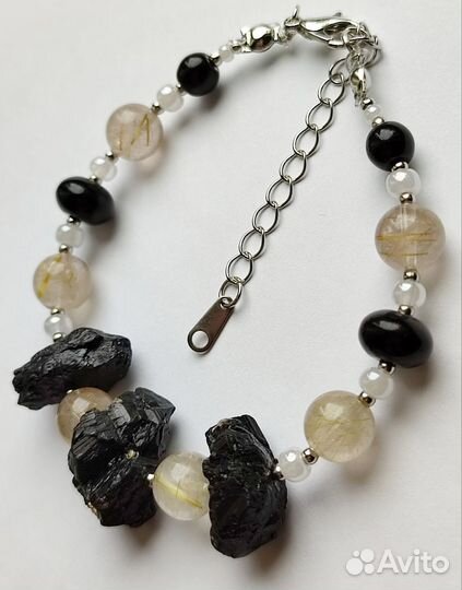 Турмалин черный, браслет