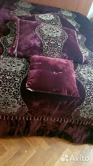 Покрывало пурпурный бархат франция.евро,подуш