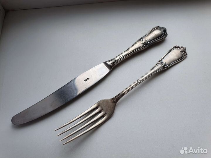 Комплект вилка и нож Серебро