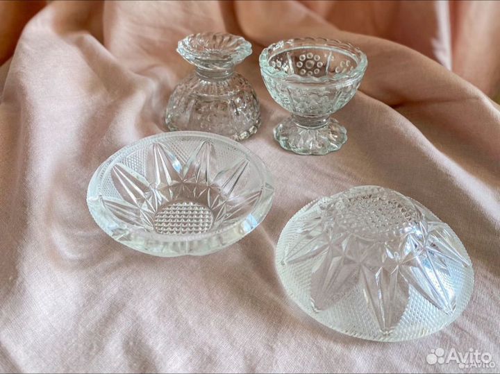 Хрустальные розетки винтаж солонка джемница