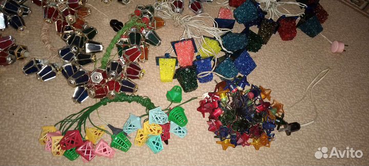 Гирлянда ссср,Радуга 1 ромб редкая, фонарики