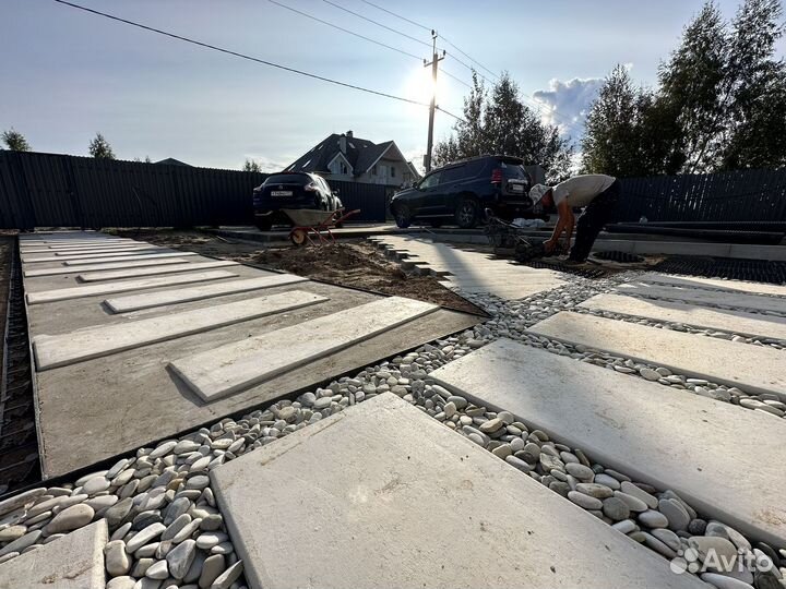 Мощение брусчаткой, камнем, плитами