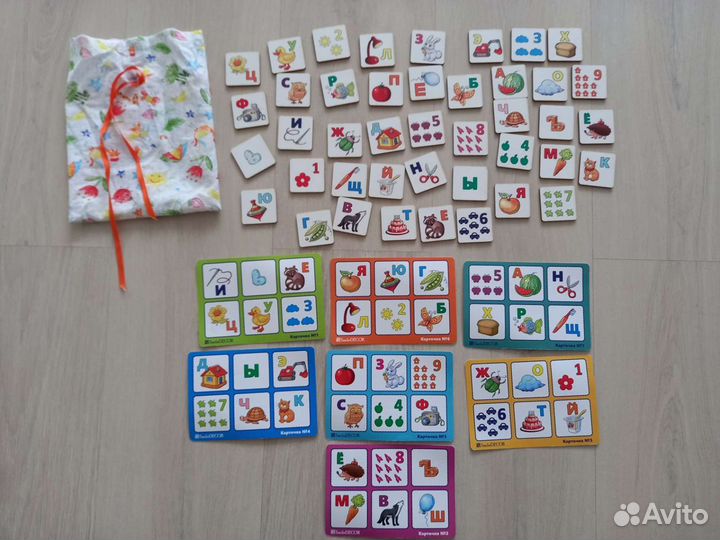 Деревянное лото буквы и цифры