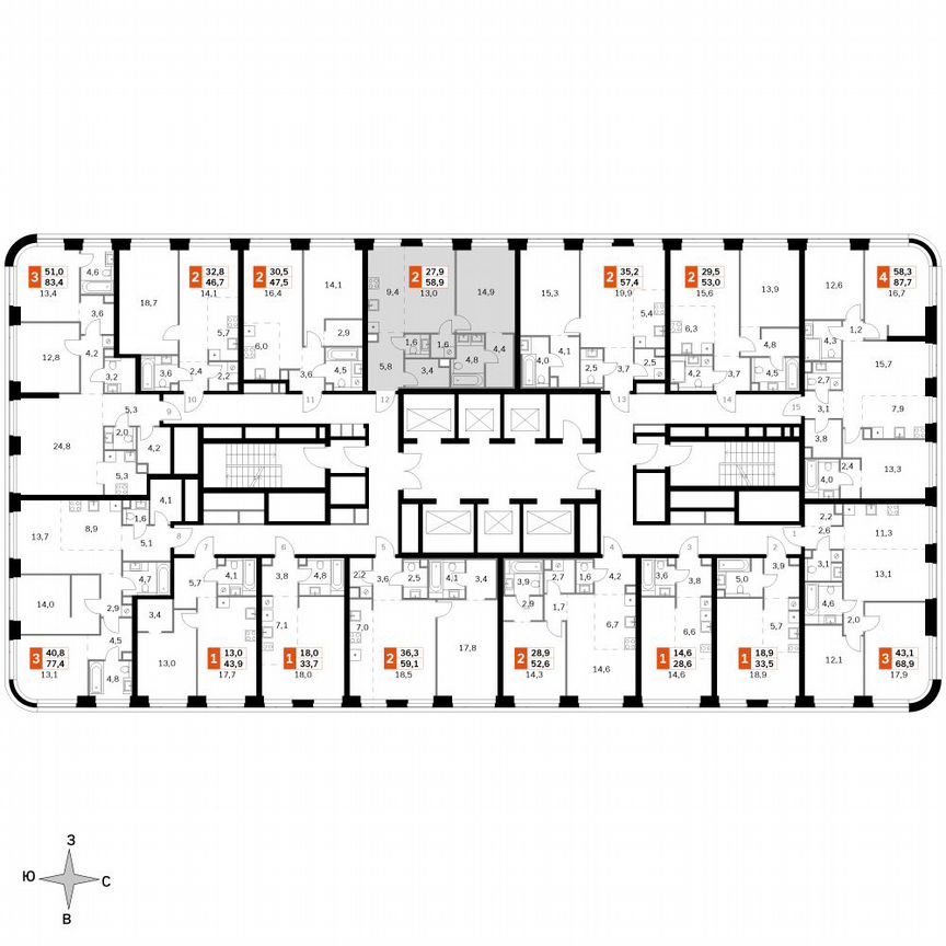 1-к. квартира, 58,9 м², 19/49 эт.