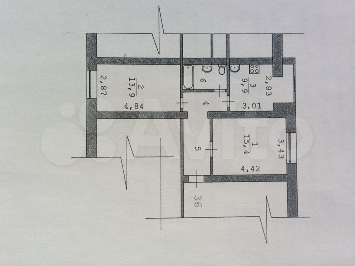 2-к. квартира, 50 м², 5/5 эт.