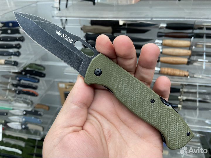 Нож Ute 440C BlackWash Green Kizlyar Supreme