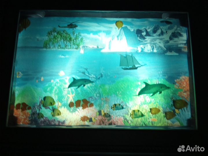 Светильник ночник аквариум с движущимися рыбками