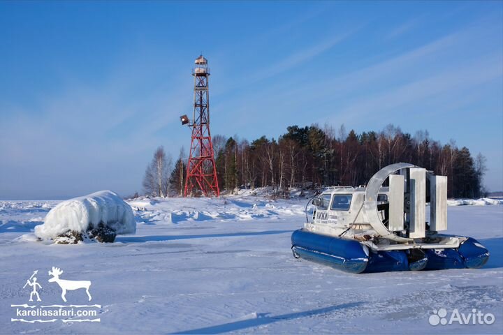 Пикник у маяка на Онего на воздушной подушке