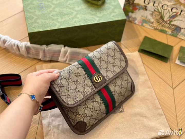 Клатч на пояс мужская канва Gucci