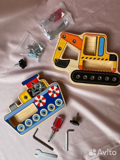 Деревянные игрушки развивающие экскаватор корабль