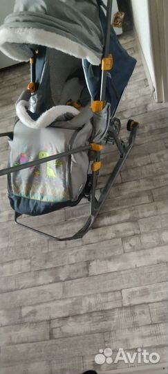 Детские санки коляска с колесами