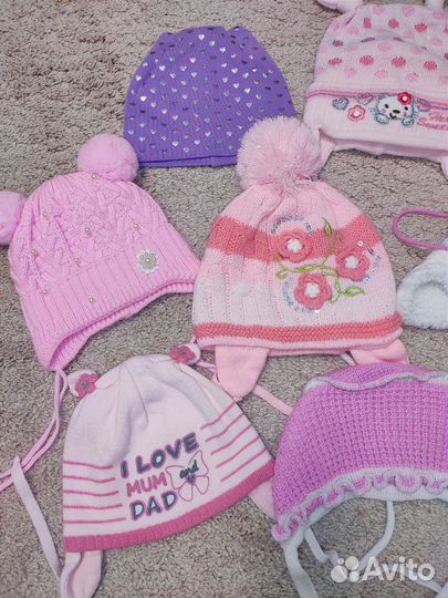Шапка зимняя осенняя на девочку 9шт/ цена за все