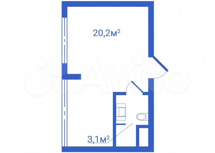 Апартамент (студия) для проживания, 23.3 м²