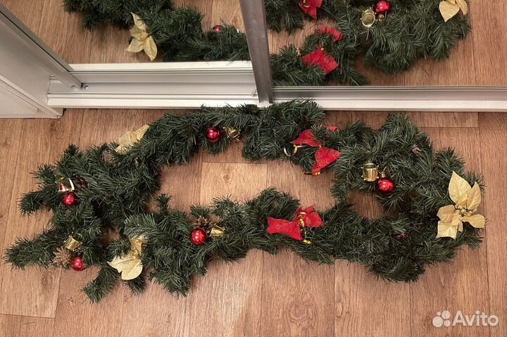 Декоративная гирлянда с елочными украшениями 2 м