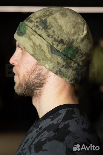 Шапка флисовая с отворотом, атака мох