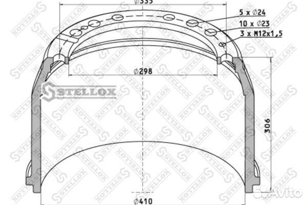 85-00031-SX торм.барабан задн.410x220/240 H30