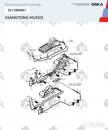 Топливный бак SsangYong Musso