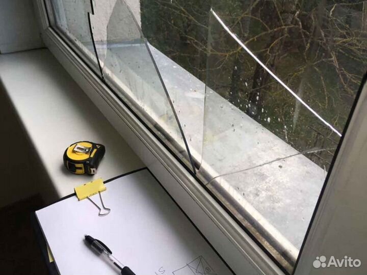Ремонт окон, стеклопакет триплекс RAL1573