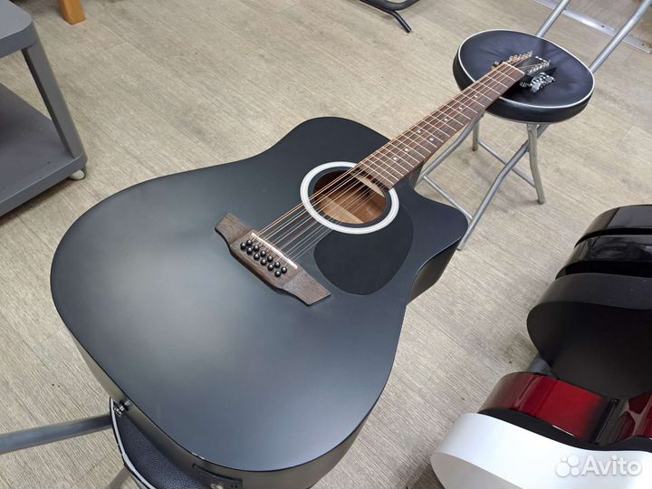 Гитара 12струнная электроакустическая чёрная