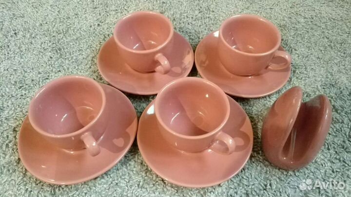 Кофейный набор Коралл (4 пары) и салфетница