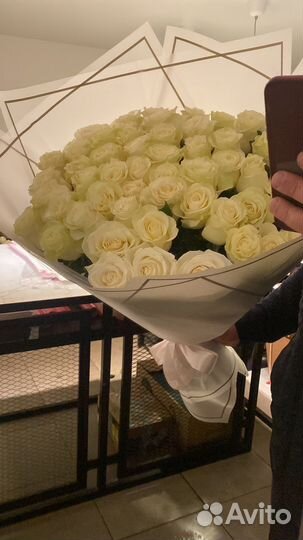 51 роза. 101 роза. Доставка цветов. Белые розы