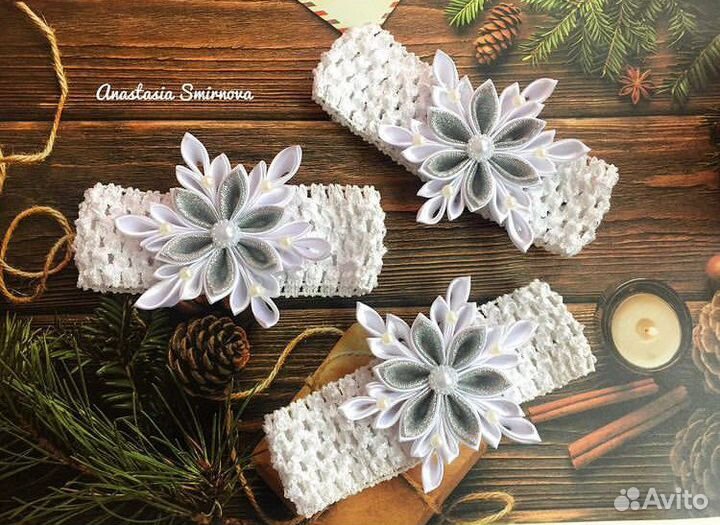 Снежинка на ободке, резинке или заколке