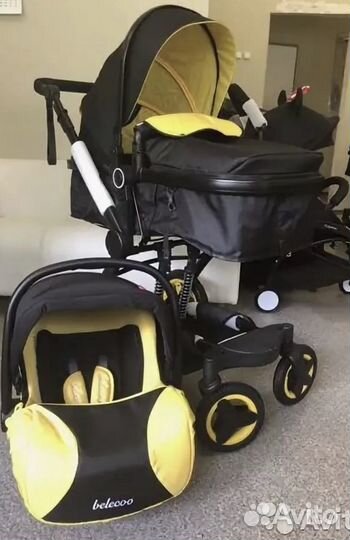 Коляска белеко 3в1 цвет черно-желтый + доставка