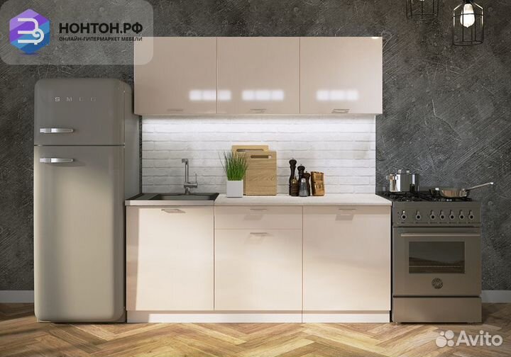 Кухня Ритмо 1.8м мдф ваниль глянец