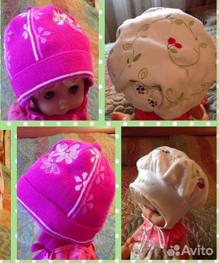 Шапочки для девочки (pазные размеры)