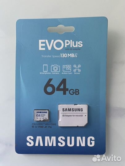 Карта памяти Samsung EVO Plus 64GB