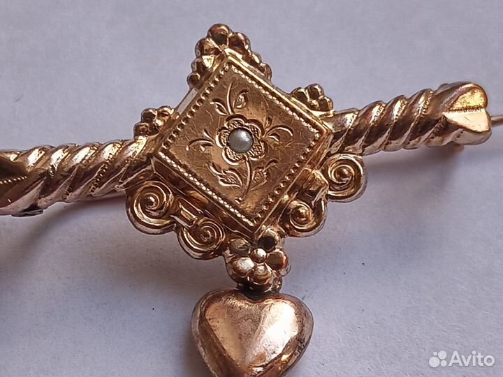 Золото-дубле брошка антикварная 19 век