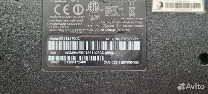 Ноутбук acer aspire es1